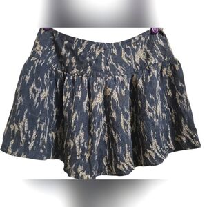 SILK Black/tan printed flowy mini skirt. Size Small